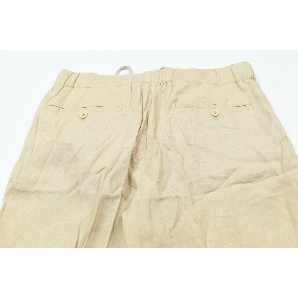 Quince European Linen Pants Womens Large Driftwood Khaki Relaxed Fit Drawstring